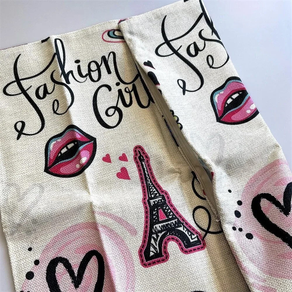 PARIS FASHION GIRL PILLOW CASE